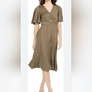 Calvin Klein Metallic Olive Midi Dress